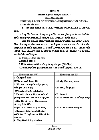Kế hoạch bài dạy Lớp 2 - Tuần 23 - Năm học 2022-2023 - Lê Thị Thu Hằng