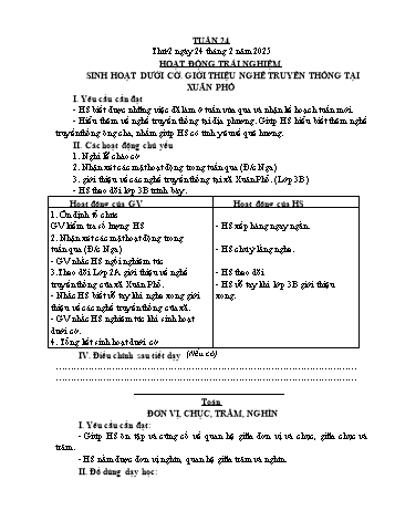 Kế hoạch bài dạy Lớp 2 - Tuần 24 - Năm học 2024-2025 - Đặng Thị Cẩm Thành
