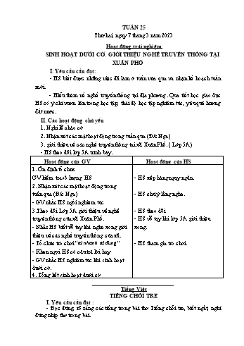 Kế hoạch bài dạy Lớp 2 - Tuần 25 - Năm học 2023-2024 - Lê Thị Thu Hằng