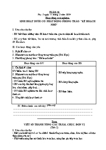 Kế hoạch bài dạy Lớp 2 - Tuần 26 - Năm học 2023-2024 - Cao Thị Hồng Hạnh