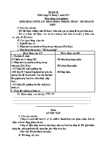 Kế hoạch bài dạy Lớp 2 - Tuần 26 - Năm học 2024-2025 - Đặng Thị Cẩm Thành
