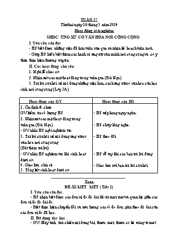 Kế hoạch bài dạy Lớp 2 - Tuần 27 - Năm học 2023-2024 - Cao Thị Hồng Hạnh