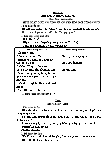 Kế hoạch bài dạy Lớp 2 - Tuần 27 - Năm học 2024-2025 - Đặng Thị Cẩm Thành