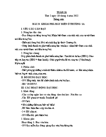 Kế hoạch bài dạy Lớp 2 - Tuần 28 - Năm học 2021-2022 - Cao Thị Hảo