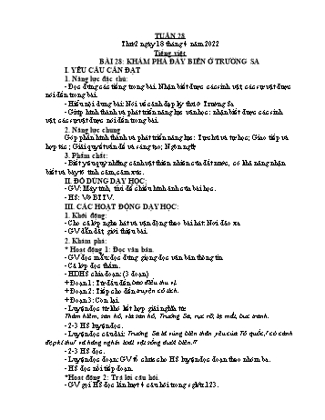 Kế hoạch bài dạy Lớp 2 - Tuần 28 - Năm học 2021-2022 - Đặng Thị Cẩm Thành
