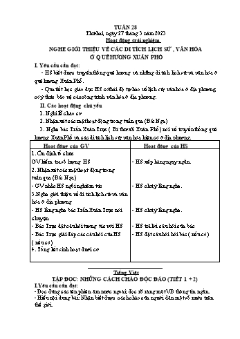 Kế hoạch bài dạy Lớp 2 - Tuần 28 - Năm học 2022-2023 - Lê Thị Thu Hằng