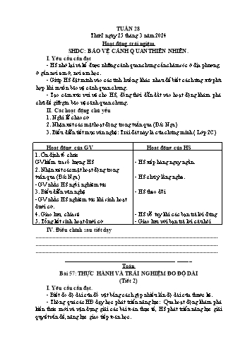 Kế hoạch bài dạy Lớp 2 - Tuần 28 - Năm học 2023-2024 - Cao Thị Hồng Hạnh