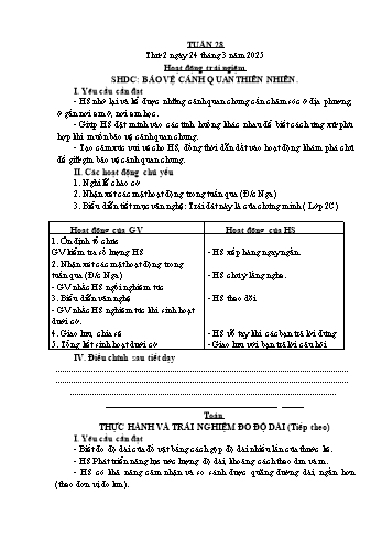Kế hoạch bài dạy Lớp 2 - Tuần 28 - Năm học 2024-2025 - Đặng Thị Cẩm Thành
