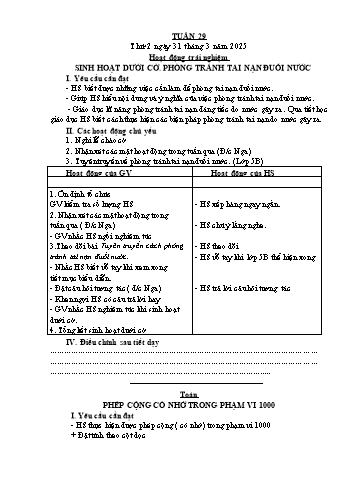 Kế hoạch bài dạy Lớp 2 - Tuần 29 - Năm học 2024-2025 - Đặng Thị Cẩm Thành