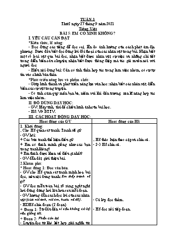 Kế hoạch bài dạy Lớp 2 - Tuần 3 - Năm học 2021-2022 - Cao Thị Hảo