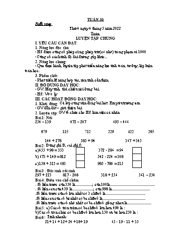 Kế hoạch bài dạy Lớp 2 - Tuần 30 - Năm học 2021-2022 - Đặng Thị Cẩm Thành