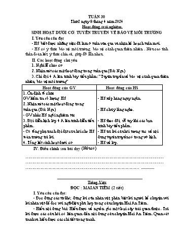 Kế hoạch bài dạy Lớp 2 - Tuần 30 - Năm học 2023-2024 - Đặng Thị Cẩm Thành