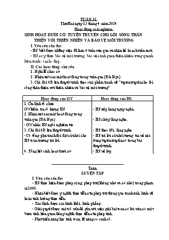 Kế hoạch bài dạy Lớp 2 - Tuần 31 - Năm học 2023-2024 - Cao Thị Hồng Hạnh