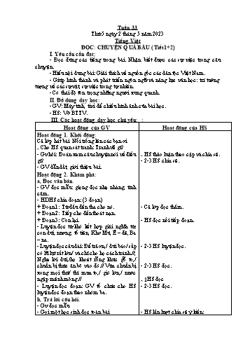 Kế hoạch bài dạy Lớp 2 - Tuần 33 - Năm học 2023-2024 - Đặng Thị Cẩm Thành