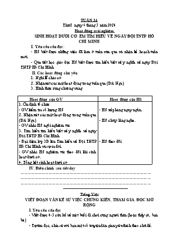 Kế hoạch bài dạy Lớp 2 - Tuần 34 - Năm học 2023-2024 - Đặng Thị Cẩm Thành