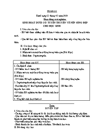 Kế hoạch bài dạy Lớp 2 - Tuần 35 - Năm học 2023-2024 - Cao Thị Hồng Hạnh