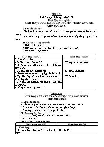 Kế hoạch bài dạy Lớp 2 - Tuần 35 - Năm học 2023-2024 - Đặng Thị Cẩm Thành