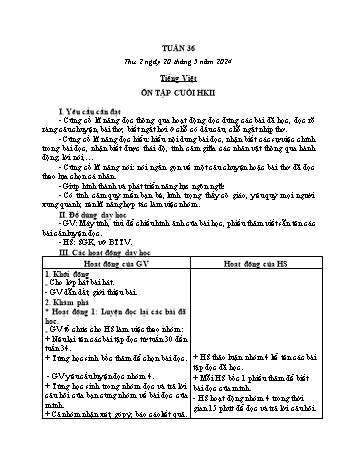 Kế hoạch bài dạy Lớp 2 - Tuần 36 - Năm học 2023-2024 - Cao Thị Hồng Hạnh