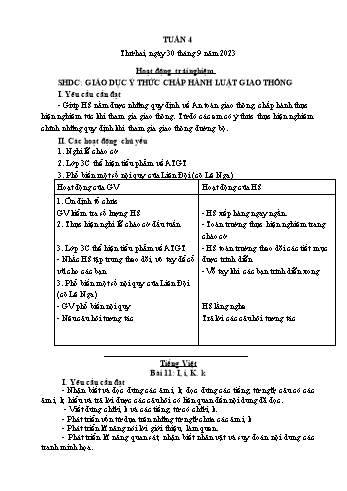 Kế hoạch bài dạy Lớp 2 - Tuần 4 - Năm học 2022-2023 - Cao Thị Hồng Hạnh