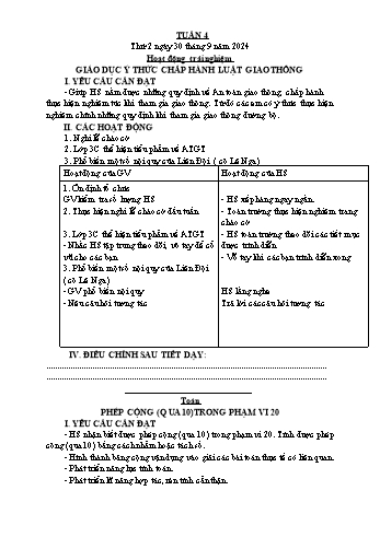 Kế hoạch bài dạy Lớp 2 - Tuần 4 - Năm học 2024-2025