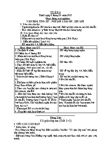Kế hoạch bài dạy Lớp 2 - Tuần 5 - Năm học 2023-2024 - Đặng Thị Cẩm Thành