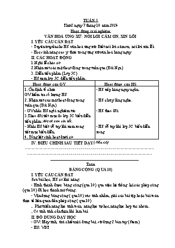 Kế hoạch bài dạy Lớp 2 - Tuần 5 - Năm học 2024-2025
