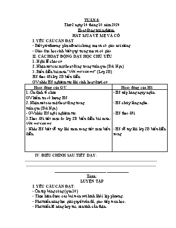 Kế hoạch bài dạy Lớp 2 - Tuần 6 - Năm học 2024-2025 - Đặng Thị Cẩm Thành