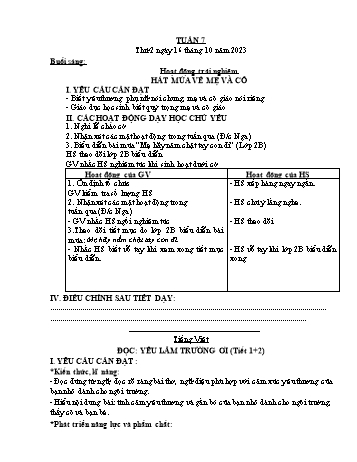 Kế hoạch bài dạy Lớp 2 - Tuần 7 - Năm học 2023-2024 - Cao Thị Hồng Hạnh