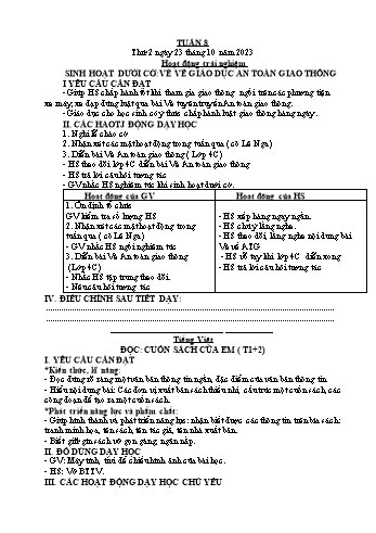 Kế hoạch bài dạy Lớp 2 - Tuần 8 - Năm học 2023-2024 - Đặng Thị Cẩm Thành