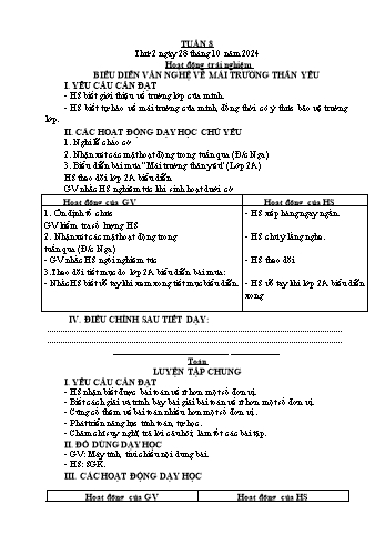Kế hoạch bài dạy Lớp 2 - Tuần 8 - Năm học 2024-2025 - Đặng Thị Cẩm Thành
