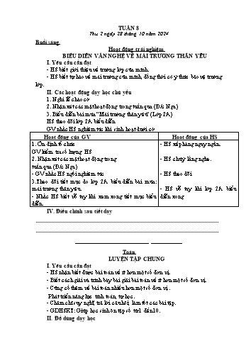 Kế hoạch bài dạy Lớp 2 - Tuần 8 - Năm học 2024-2025 - Hoàng Thị Giang