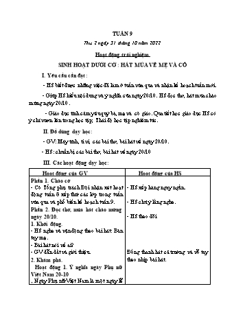 Kế hoạch bài dạy Lớp 2 - Tuần 9 - Năm học 2022-2023 - Cao Thị Hồng Hạnh