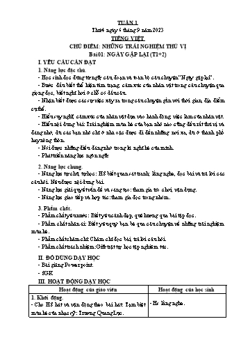 Kế hoạch bài dạy Lớp 3 - Tuần 1 - Năm học 2023-2024 - Cao Thị Hảo