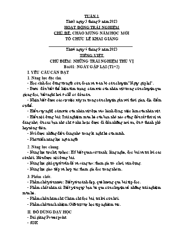 Kế hoạch bài dạy Lớp 3 - Tuần 1 - Năm học 2023-2024 - Lường Thị Nghĩa