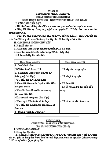 Kế hoạch bài dạy Lớp 3 - Tuần 10 - Năm học 2022-2023 - Đặng Thị Cẩm Thành