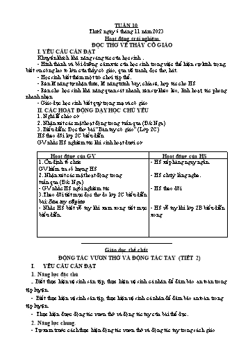 Kế hoạch bài dạy Lớp 3 - Tuần 10- Năm học 2023-2024 - Cao Thị Hảo