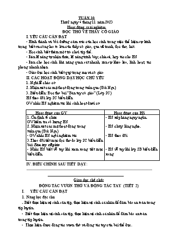 Kế hoạch bài dạy Lớp 3 - Tuần 10 - Năm học 2023-2024 - Lường Thị Nghĩa