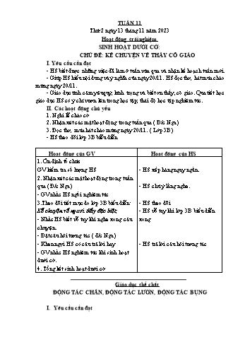 Kế hoạch bài dạy Lớp 3 - Tuần 11 - Năm học 2023-2024 - Lường Thị Nghĩa