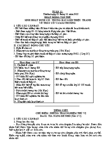 Kế hoạch bài dạy Lớp 3 - Tuần 12 - Năm học 2022-2023 - Đặng Thị Cẩm Thành