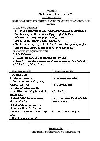 Kế hoạch bài dạy Lớp 3 - Tuần 12 - Năm học 2022-2023 - Lường Thị Nghĩa