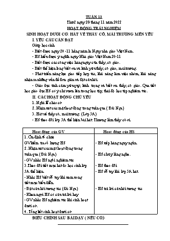 Kế hoạch bài dạy Lớp 3 - Tuần 13 - Năm học 2022-2023 - Lường Thị Nghĩa