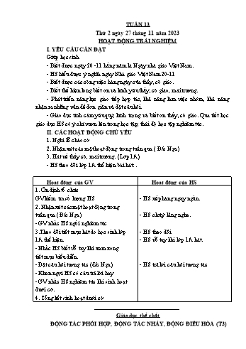 Kế hoạch bài dạy Lớp 3 - Tuần 13 - Năm học 2023-2024 - Cao Thị Hảo