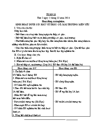 Kế hoạch bài dạy Lớp 3 - Tuần 13 - Năm học 2024-2025 - Cao Thị Hảo