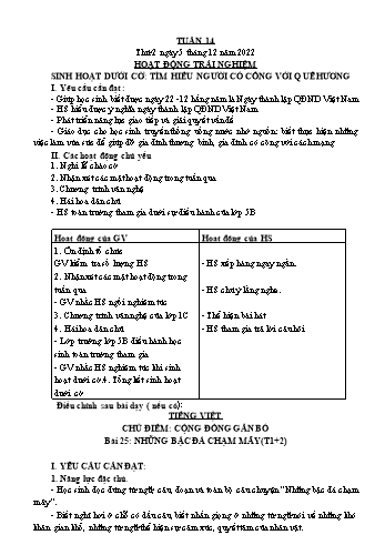Kế hoạch bài dạy Lớp 3 - Tuần 14 - Năm học 2022-2023 - Đặng Thị Cẩm Thành