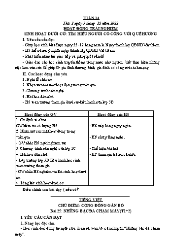 Kế hoạch bài dạy Lớp 3 - Tuần 14 - Năm học 2022-2023 - Lường Thị Nghĩa