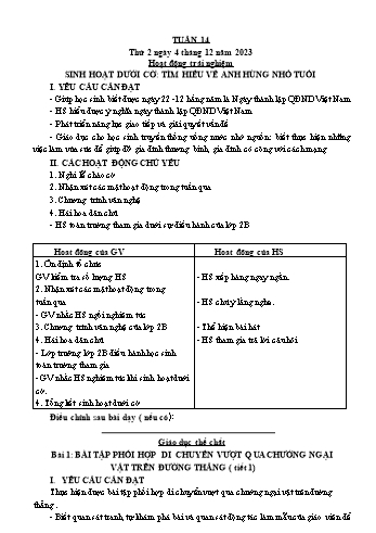 Kế hoạch bài dạy Lớp 3 - Tuần 14 - Năm học 2023-2024 - Cao Thị Hảo