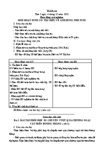 Kế hoạch bài dạy Lớp 3 - Tuần 14 - Năm học 2023-2024 - Lường Thị Nghĩa