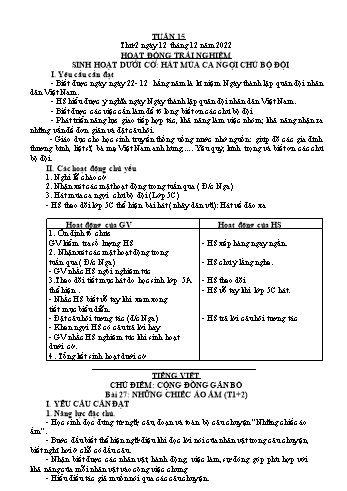 Kế hoạch bài dạy Lớp 3 - Tuần 15 - Năm học 2022-2023 - Đặng Thị Cẩm Thành