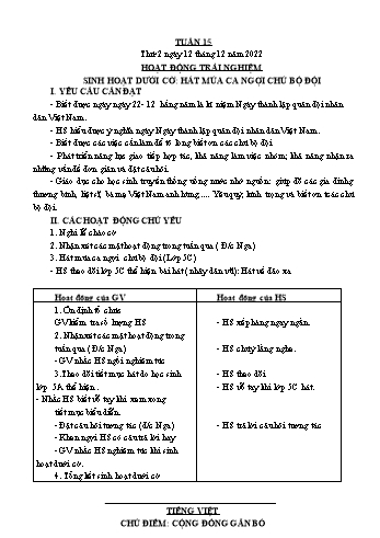 Kế hoạch bài dạy Lớp 3 - Tuần 15 - Năm học 2022-2023 - Lường Thị Nghĩa
