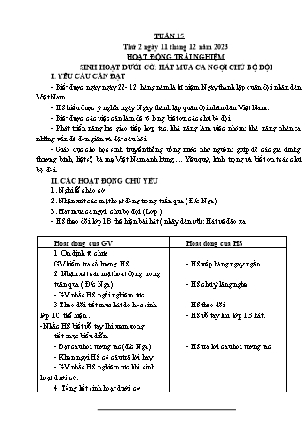 Kế hoạch bài dạy Lớp 3 - Tuần 15 - Năm học 2023-2024 - Cao Thị Hảo
